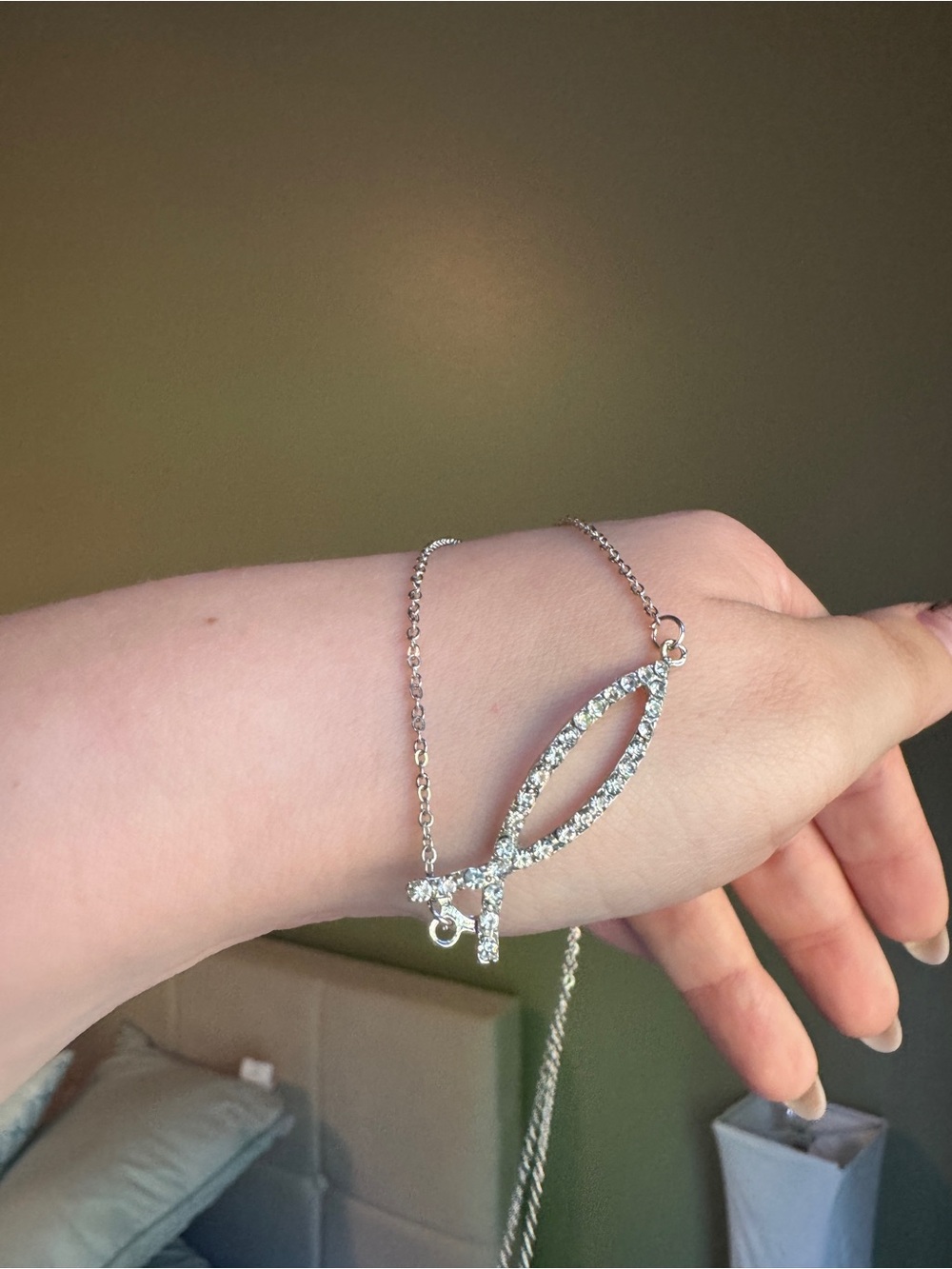 Crystal Fish Pendant Necklace in Silver-Tone - Women Jewelry